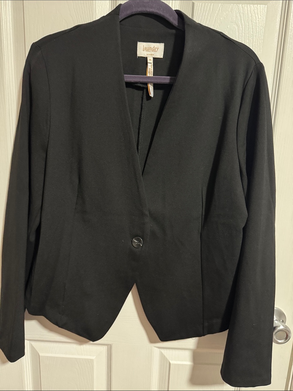 Blazer Black Laundry by Shelli Segal Single-Button V-Neck